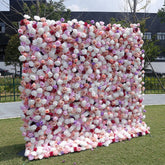 Aperturee - Aperturee White Pink Purple Elegant Flower Wall For Wedding